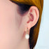 Oval Sterling Silver Pearl Hoop Earrings Ana - Jewelry